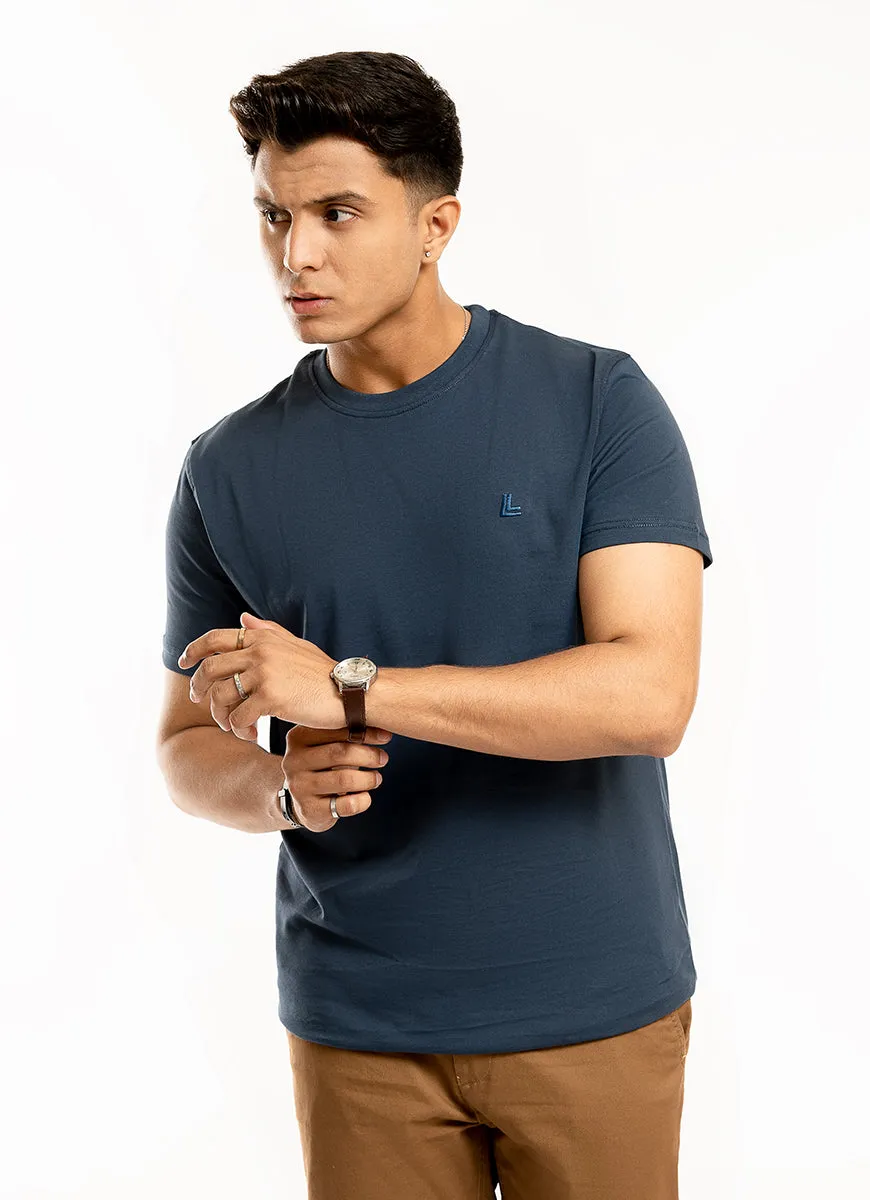 Plain-Persian Blue, 100% Cotton Basic Tee