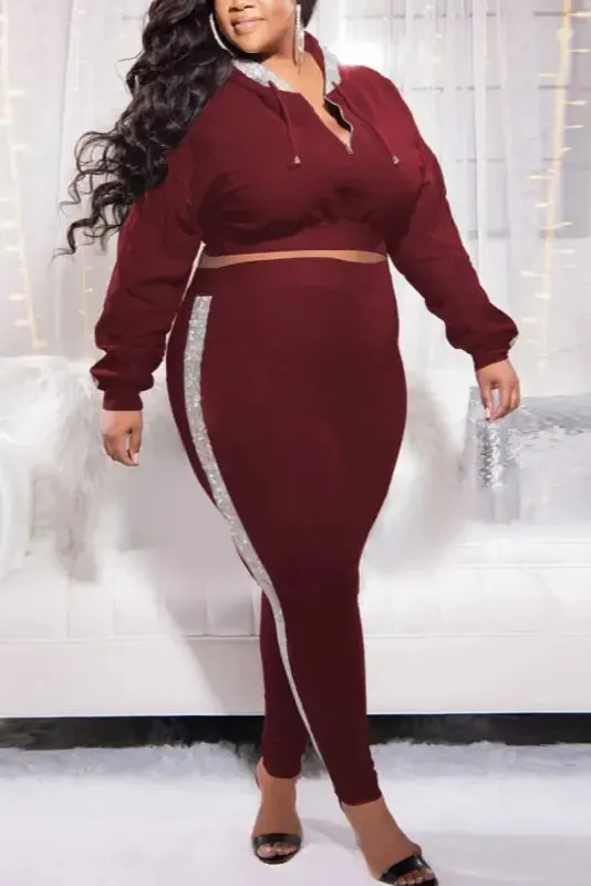 Plus Size Living My Best Life Crop Hoodie Leggings Set