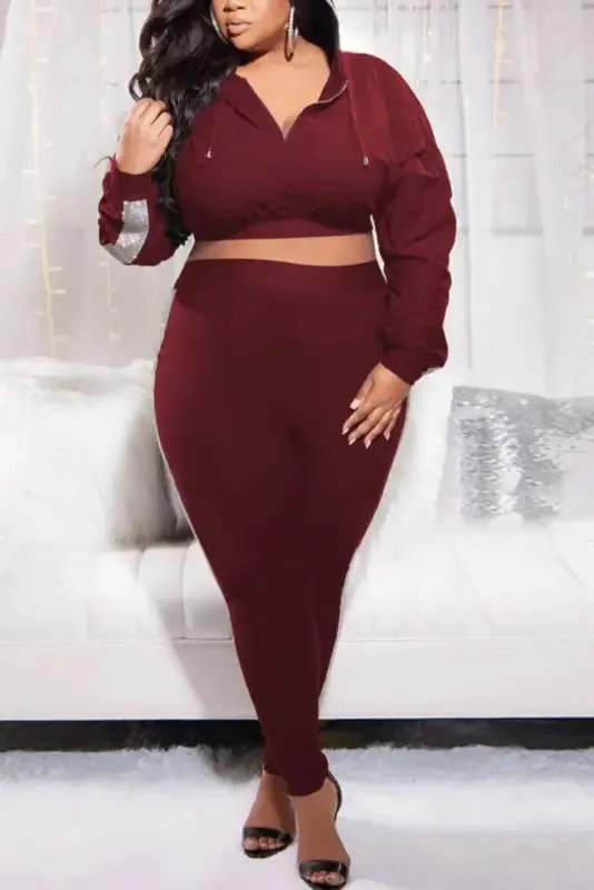 Plus Size Living My Best Life Crop Hoodie Leggings Set