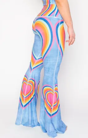 Rainbow Love Printed Bell Bottoms