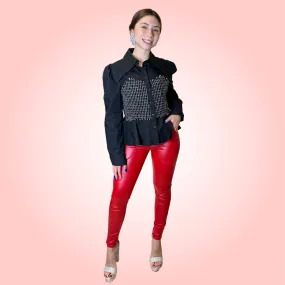 Red Faux Leather Leggings