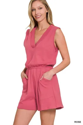 Rose V Neck Romper