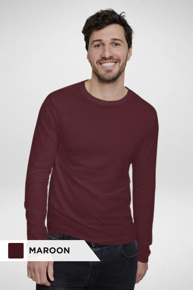 Royal Blue and Maroon Full Sleeve T-Shirts Combo for Men