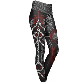 Runes of Loki High Waisted Leggings - Red Edition