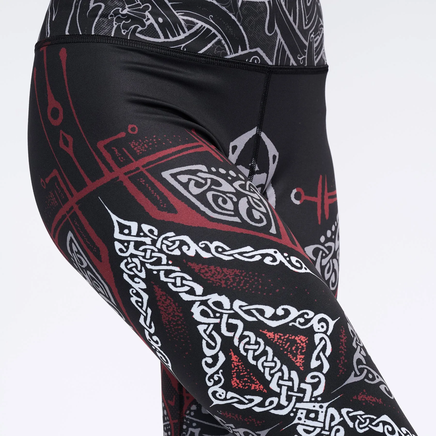 Runes of Loki High Waisted Leggings - Red Edition