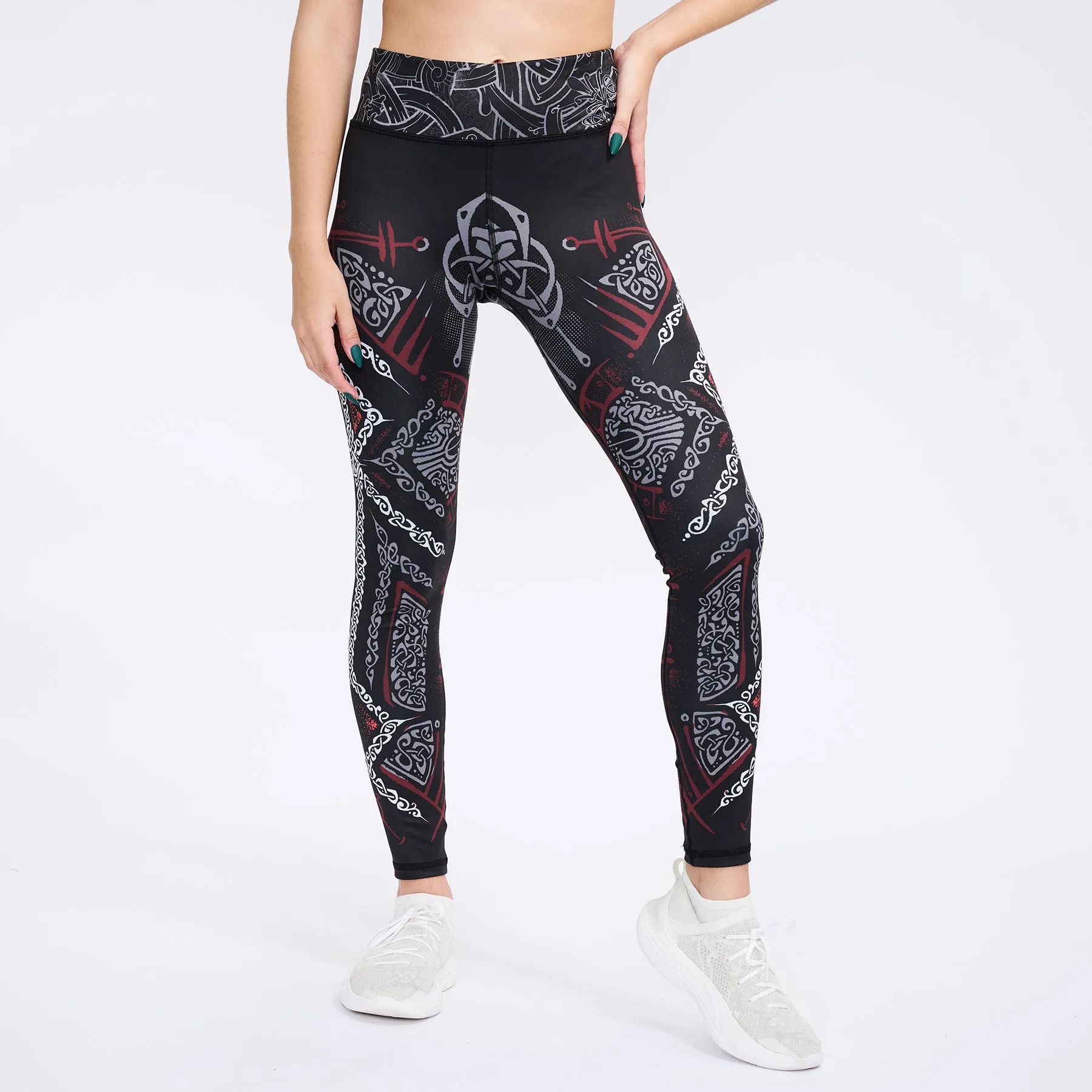 Runes of Loki High Waisted Leggings - Red Edition