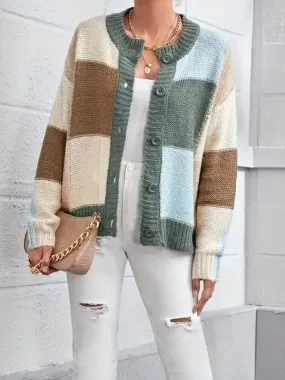 Sage Beige Cream Solid Button Up Sweater Cardigan