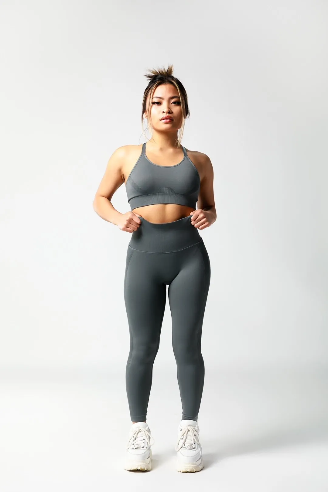 Seamless High Waisted Scrunch Bum Leggings - Charcoal