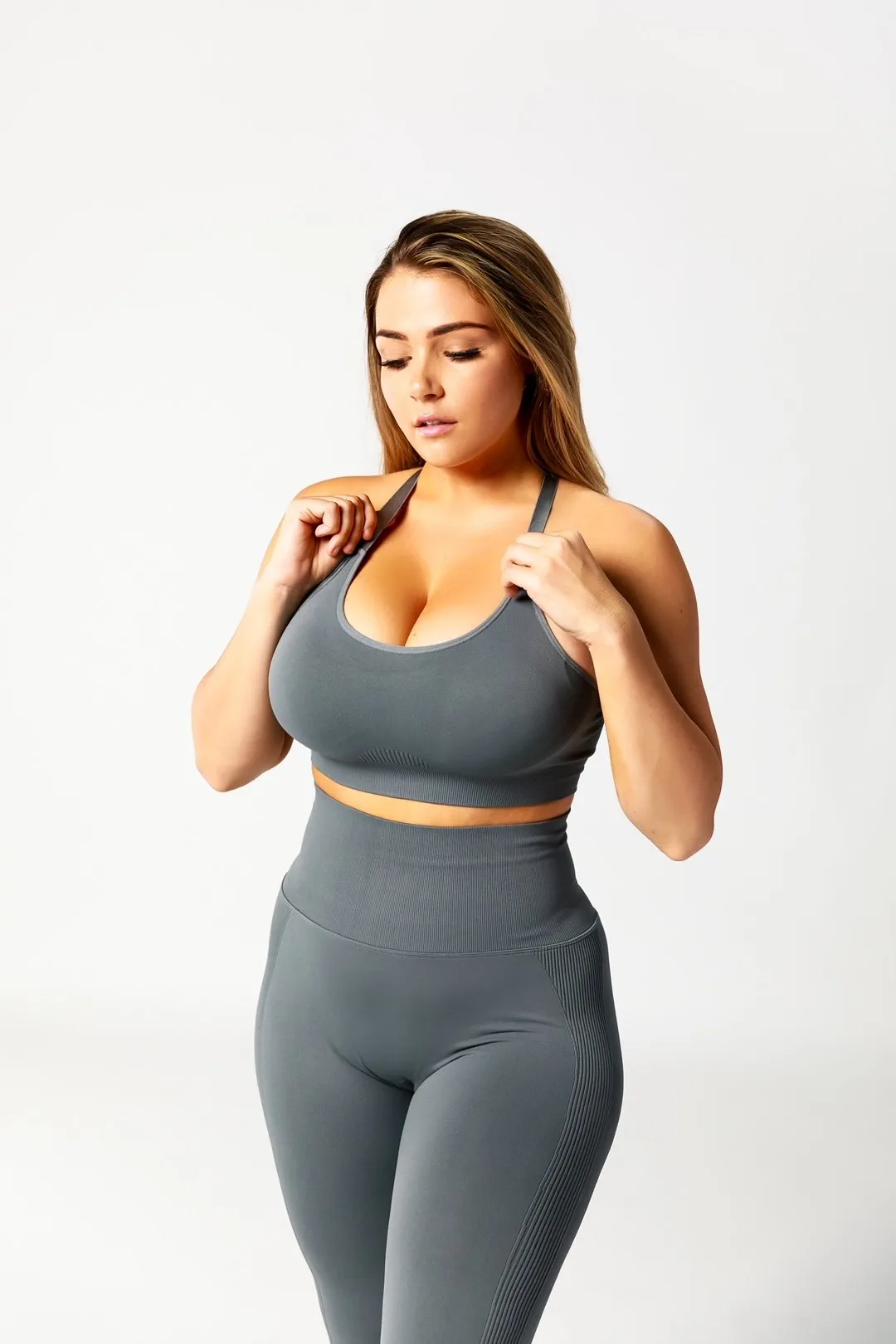 Seamless High Waisted Scrunch Bum Leggings - Charcoal