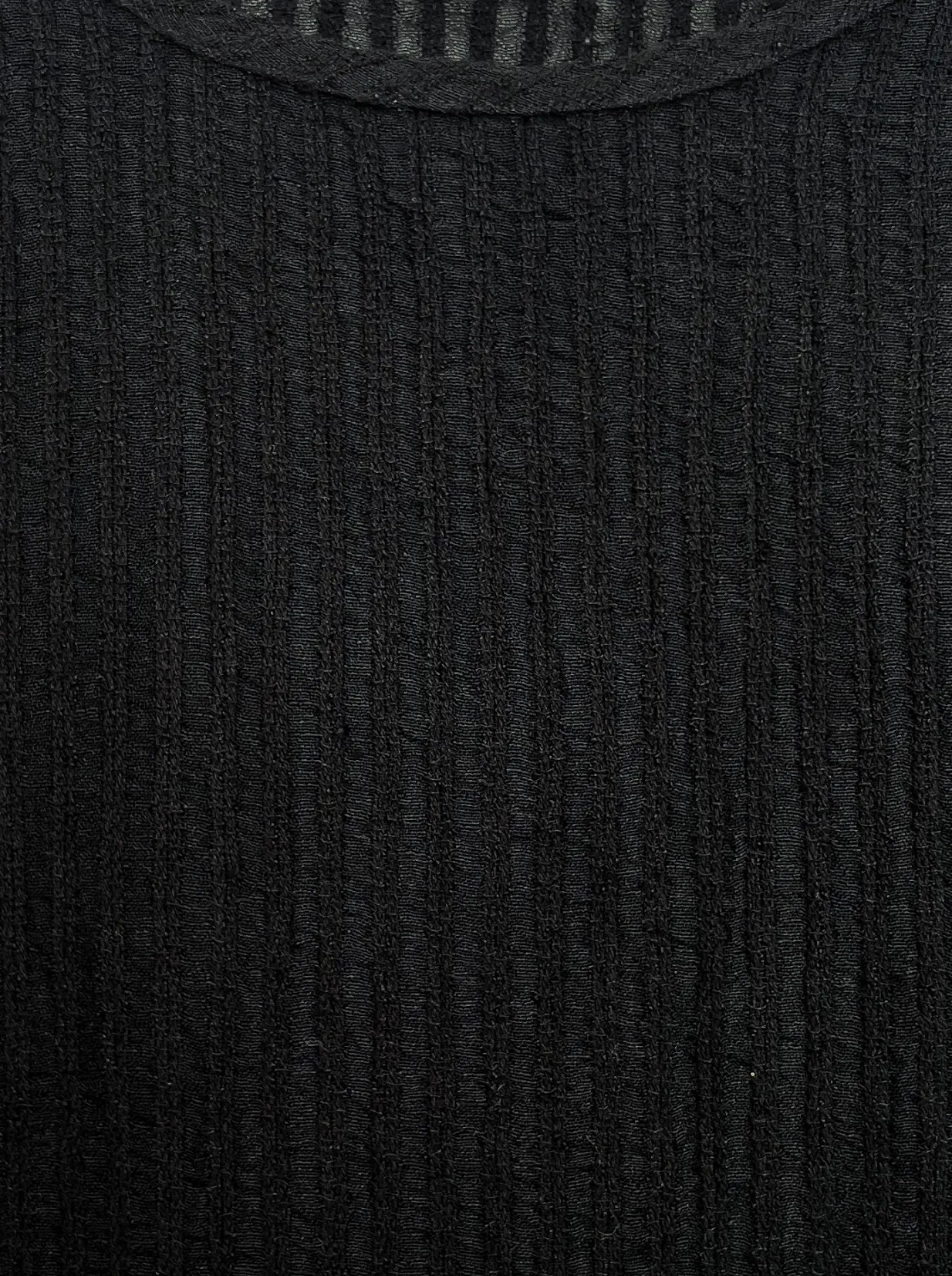 Sheer Stripe Linen Woven Tee Black