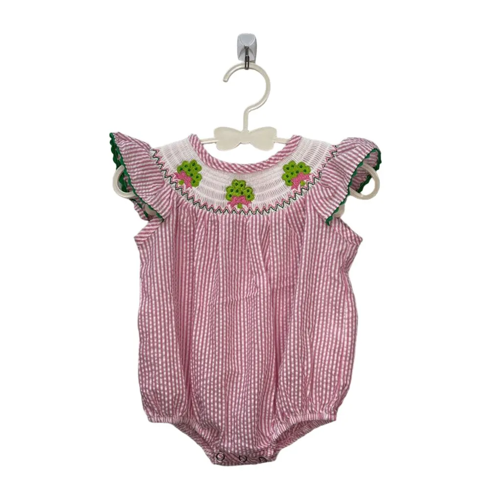 Sleeveless Smocked Romper / Clovers