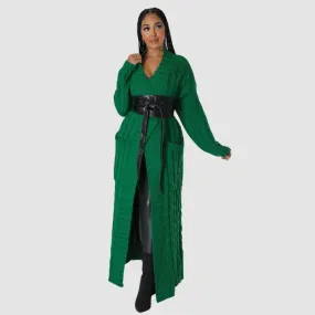 Solid Color Long Jacquard Cardigans