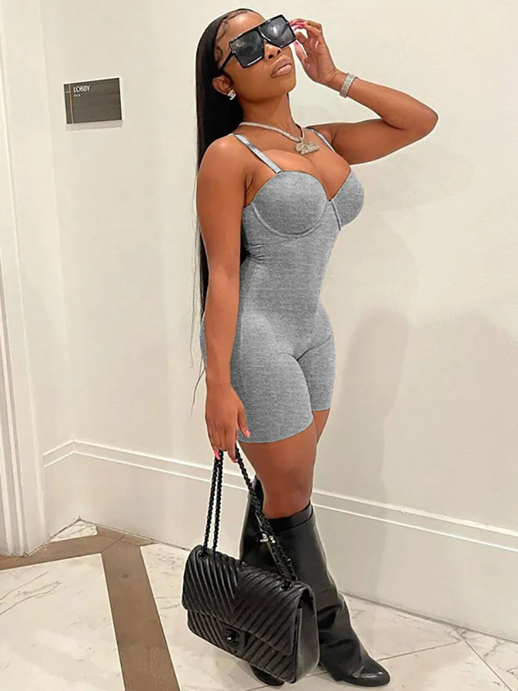 Spaghetti Strap Sleeveless Backless Bodycon Romper