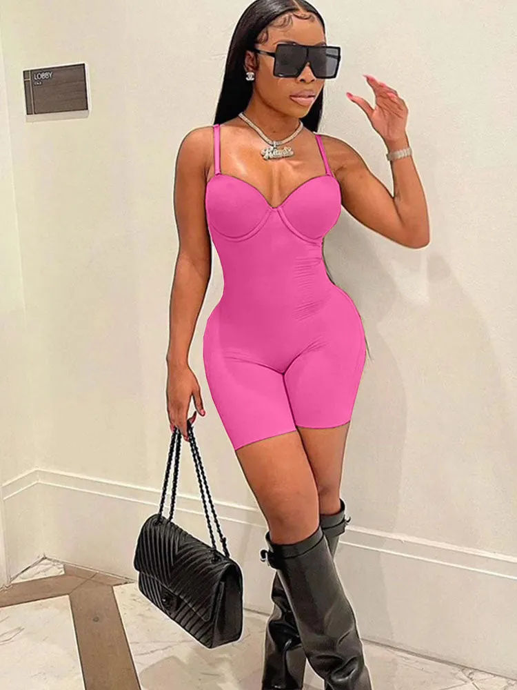 Spaghetti Strap Sleeveless Backless Bodycon Romper