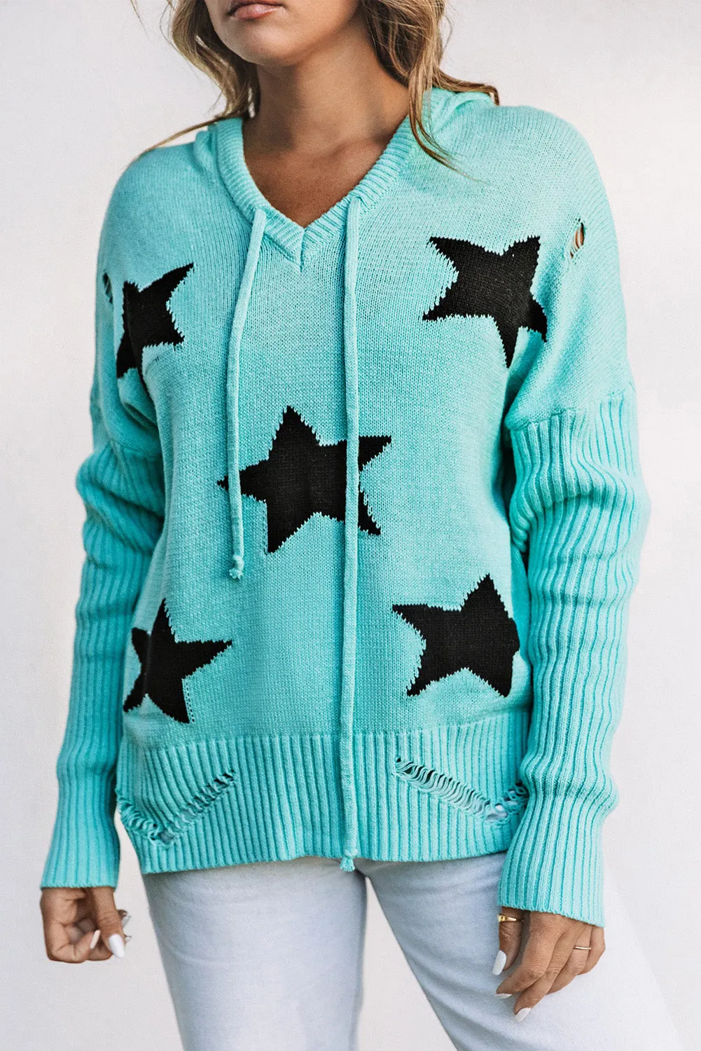 Star Pattern Hooded Sweater