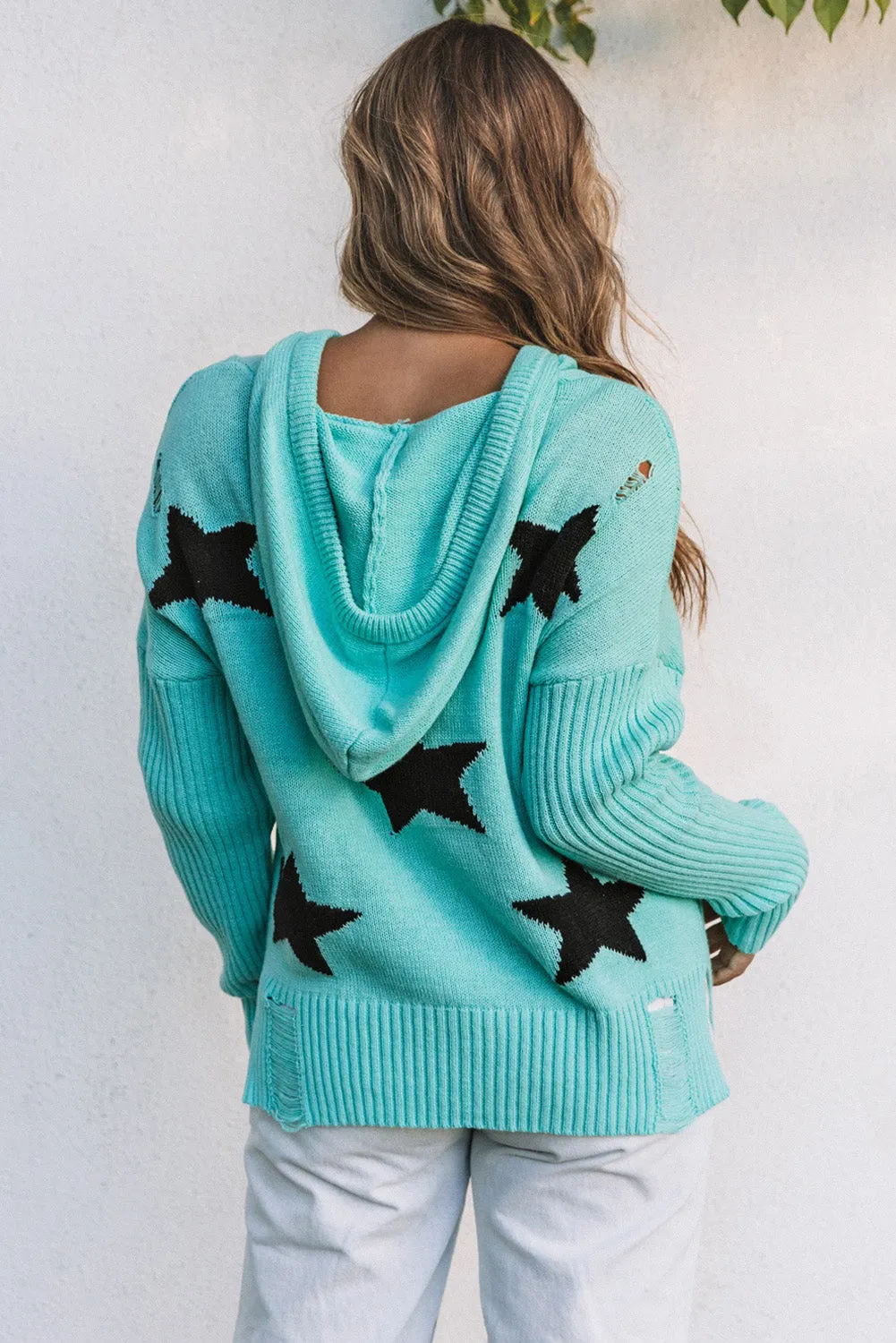 Star Pattern Hooded Sweater