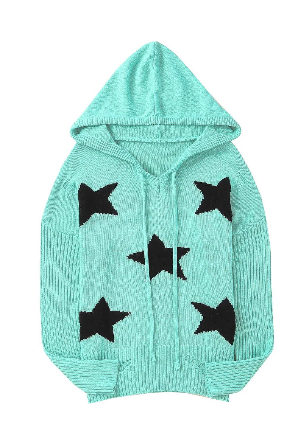 Star Pattern Hooded Sweater