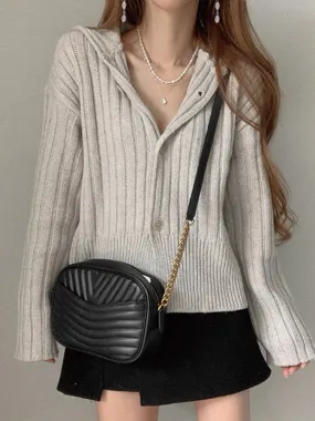 Stripe Hooded Cardigans Coat Knitted Sweater