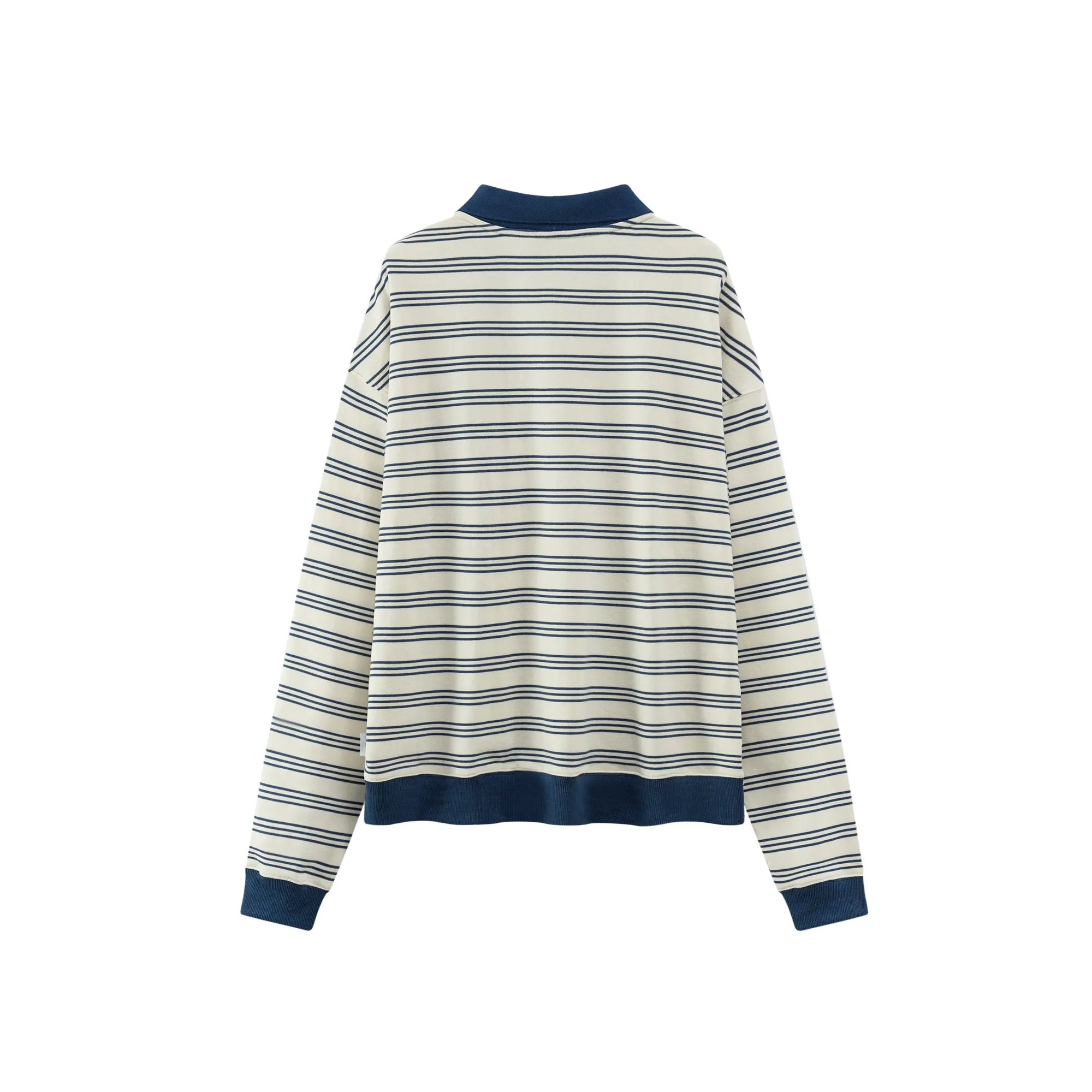 Striped Polo Neck Loose Fit T-Shirt