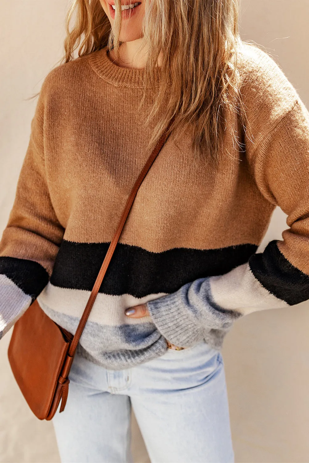 Striped Ribbed Knit Sweater