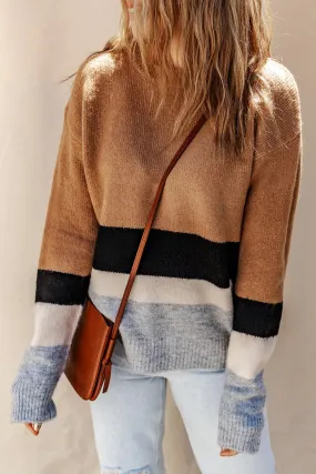 Striped Ribbed Knit Sweater