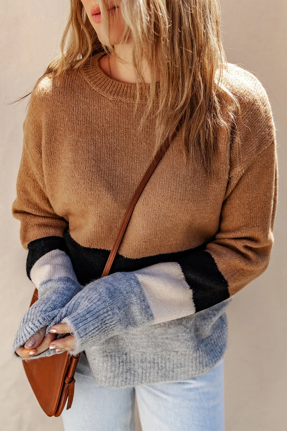 Striped Ribbed Knit Sweater