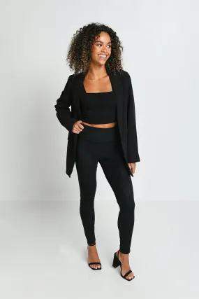 Suede Look Leggings - Black