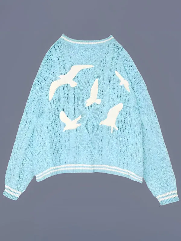 Taylor-Inspired Oversized Button-Up Sweater Cardigan with 1989 Star Embroidery