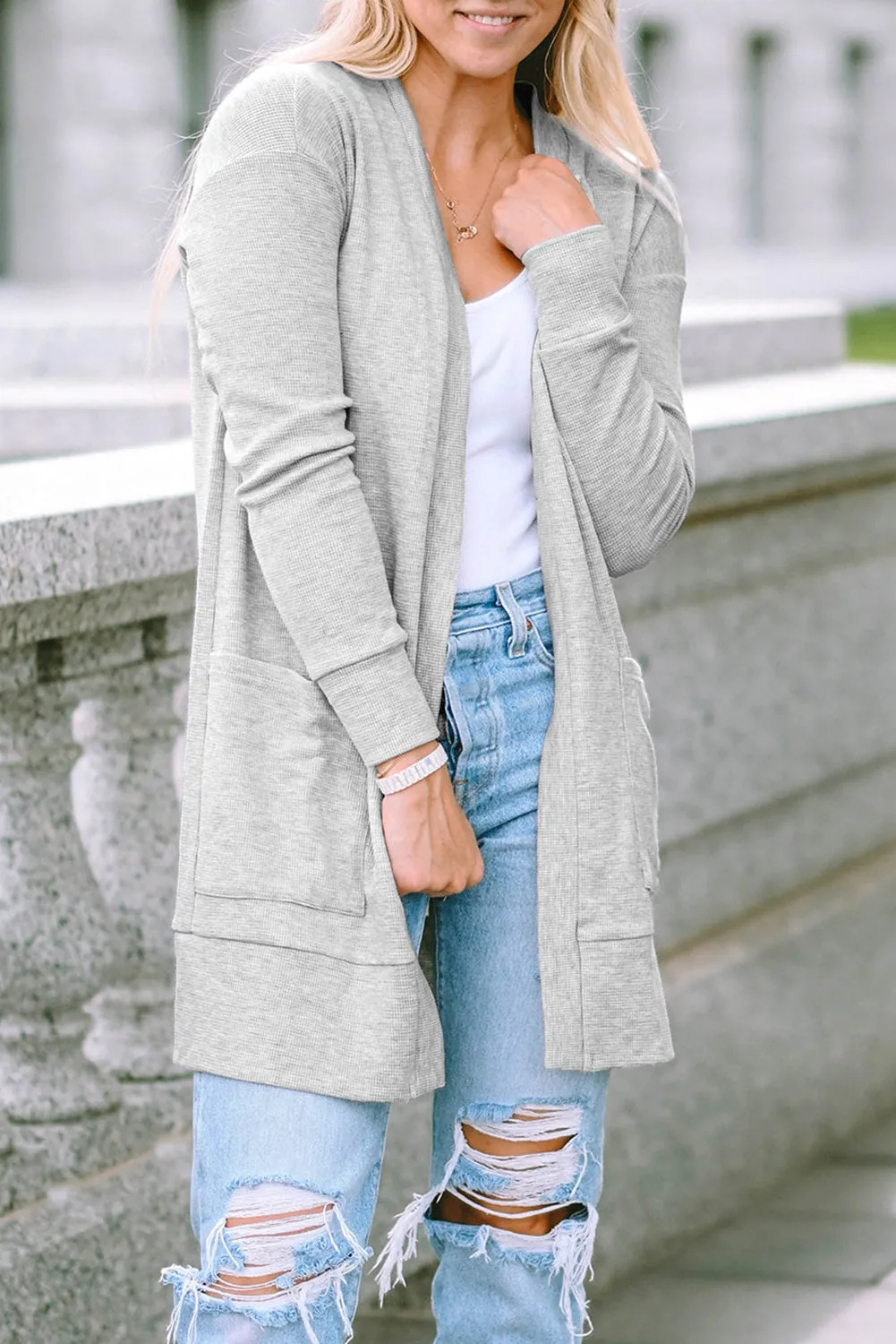 Thermal Waffle Knit Cardigan