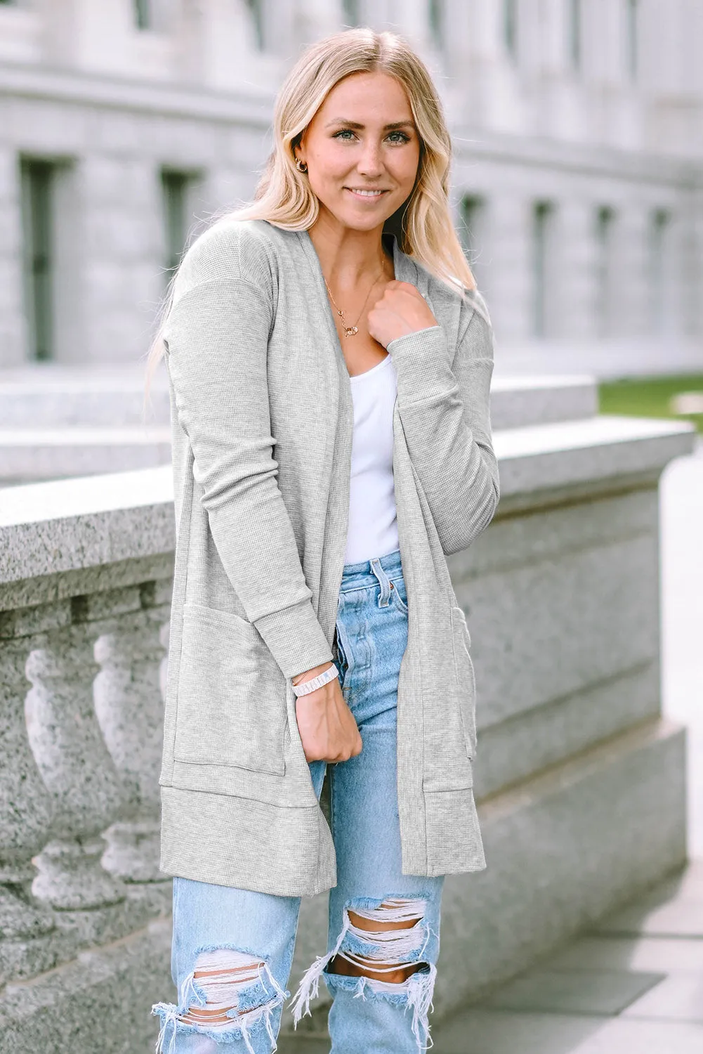 Thermal Waffle Knit Cardigan