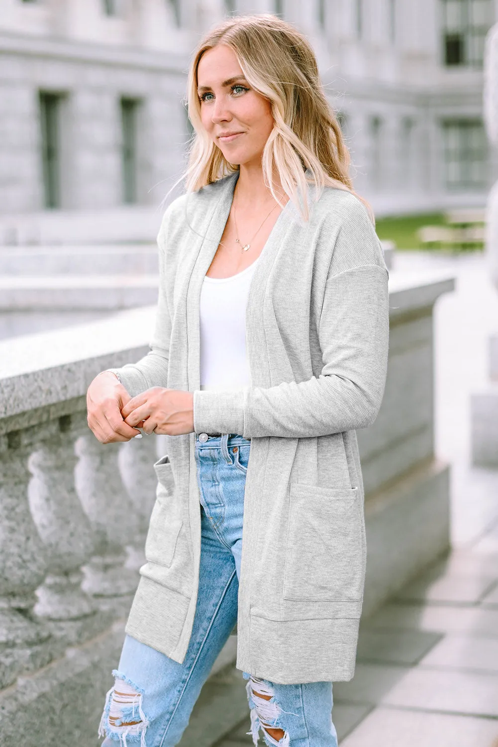 Thermal Waffle Knit Cardigan