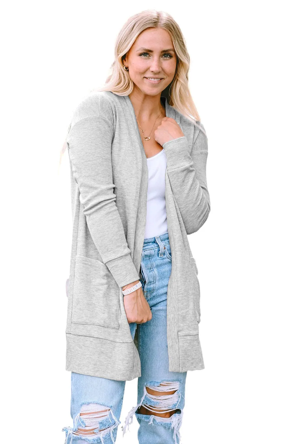 Thermal Waffle Knit Cardigan