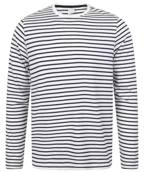 Unisex long-sleeved striped T | White/Oxford Navy