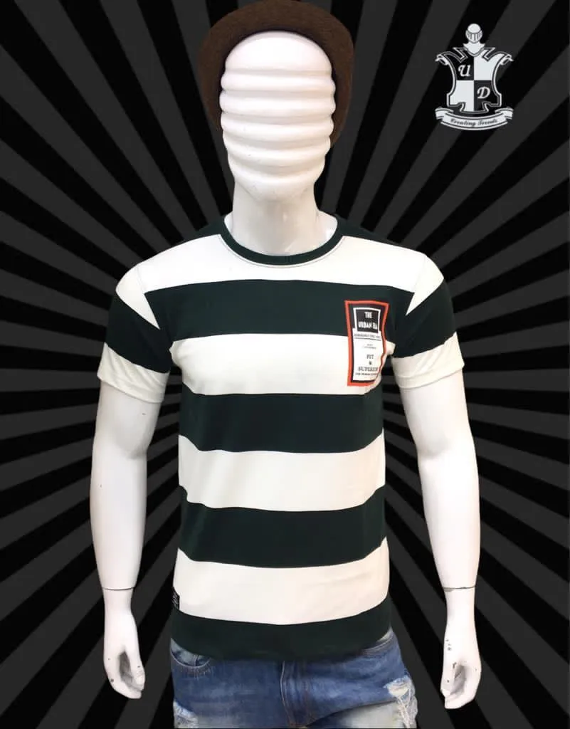 Urban Dominance Era Striped Round Neck T-shirt U130