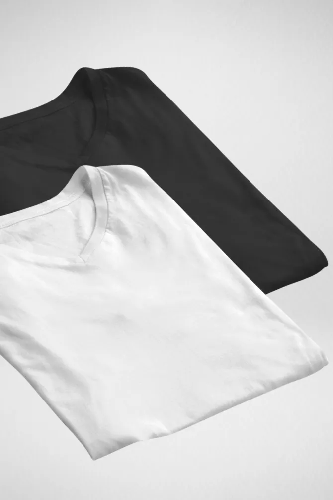 White and Black V Neck T-Shirts Combo for Men