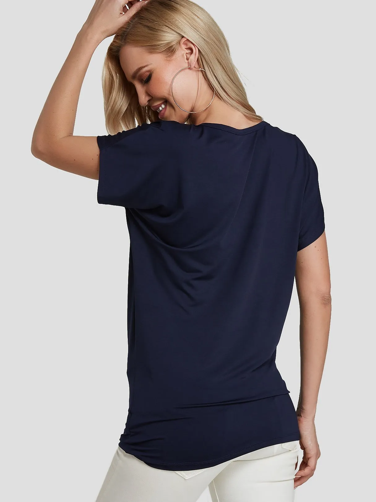 Wholesale Drape Sagging Plain Pleated Short Sleeve T-Shirts